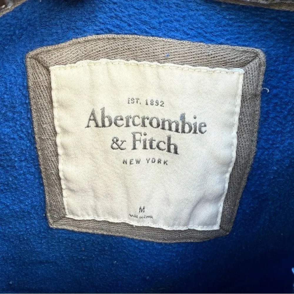 Y2K Abercrombie & Fitch Blue Logo Pullover Hoodie Mens size Medium